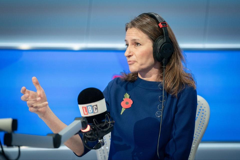 Secretary of State for Culture, Media and Sport Lucy Frazer takes part in a live phone-in on LBC's Nick Ferrari at Breakfast Show (PA)