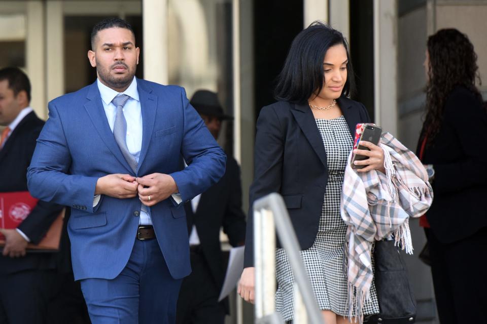 Former Paterson Police officer Eudy Ramos leaves federal court on Wednesday, March 27, 2019. Ramos is charged with civil rights violations for allegedly conducting illegal traffic stops and taking money from the occupants of the vehicles.