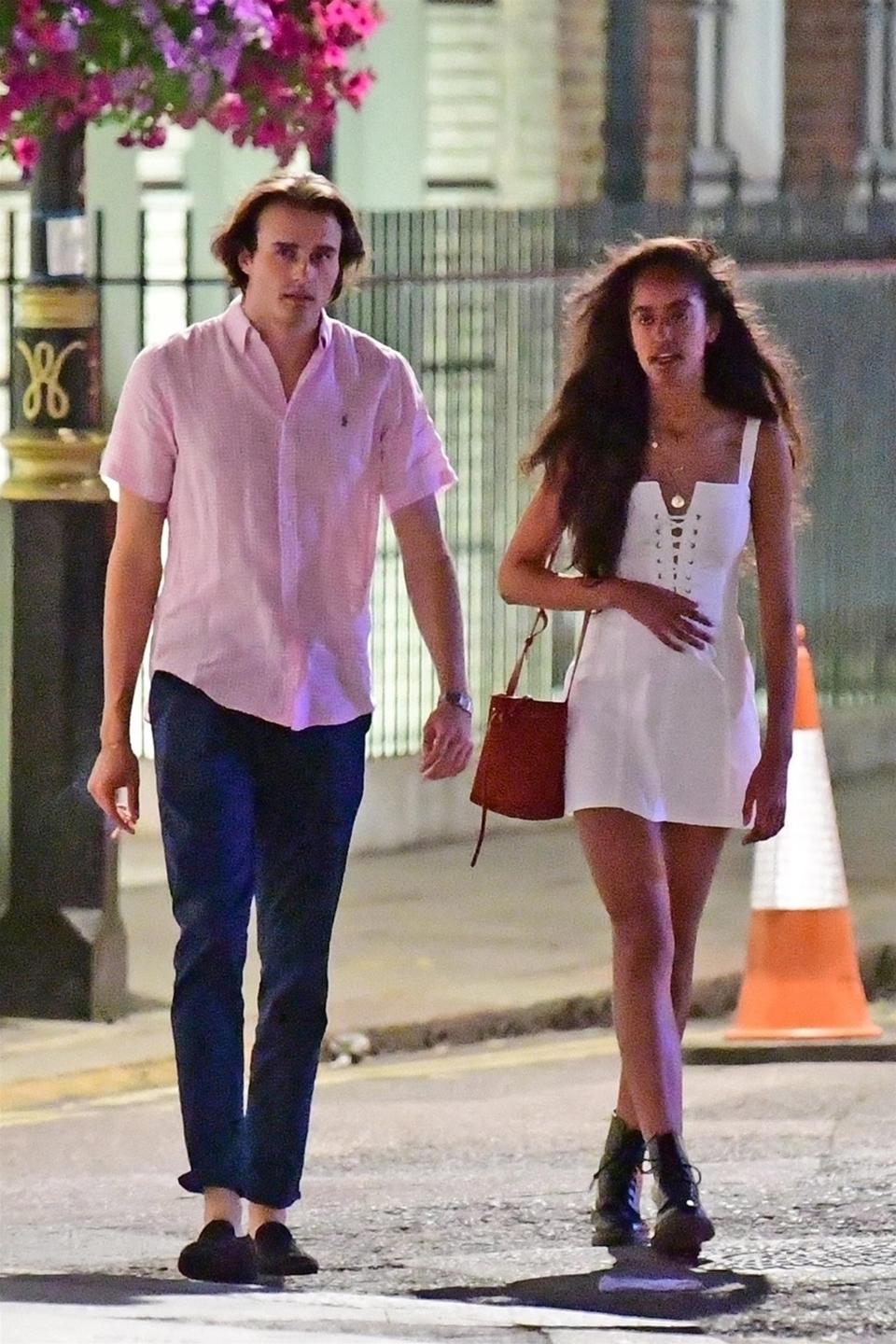 Rory Farquharson and Malia Obama on a stroll after a dinner date in London. (Photo: BackGrid)