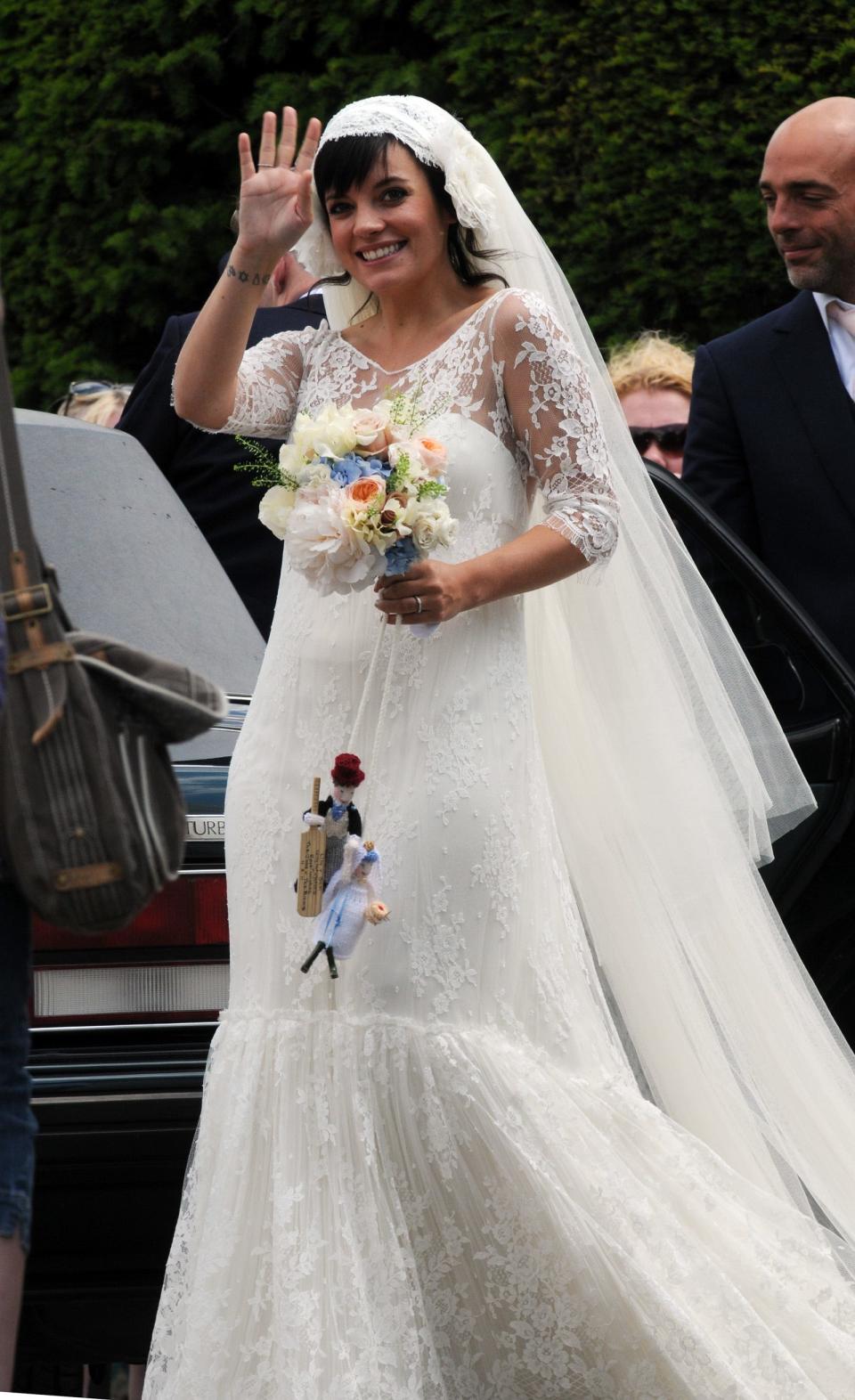 Lily Allen's wedding dress on her wedding day.
