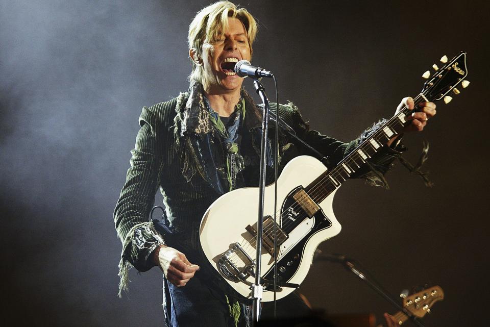 David Bowie performs on the final day of The Nokia Isle of Wight Festival 2004 at Seaclose Park in Newport, U.K.