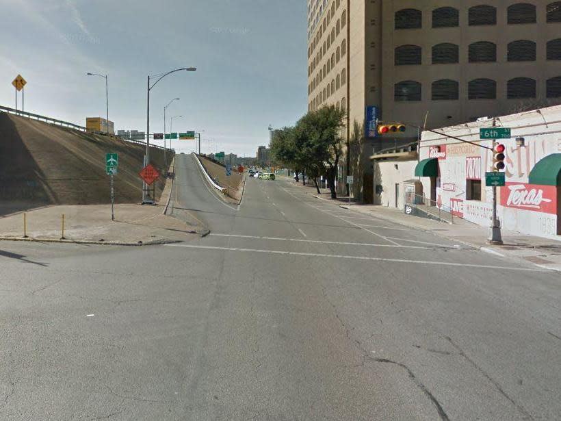 The woman was struck as she crossed an access road linking to Interstate 35 in Austin: Google Street View