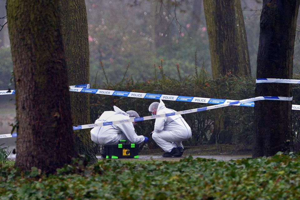 Police at the scene after Viktorija's body was found in West Park, Wolverhampton (PA)