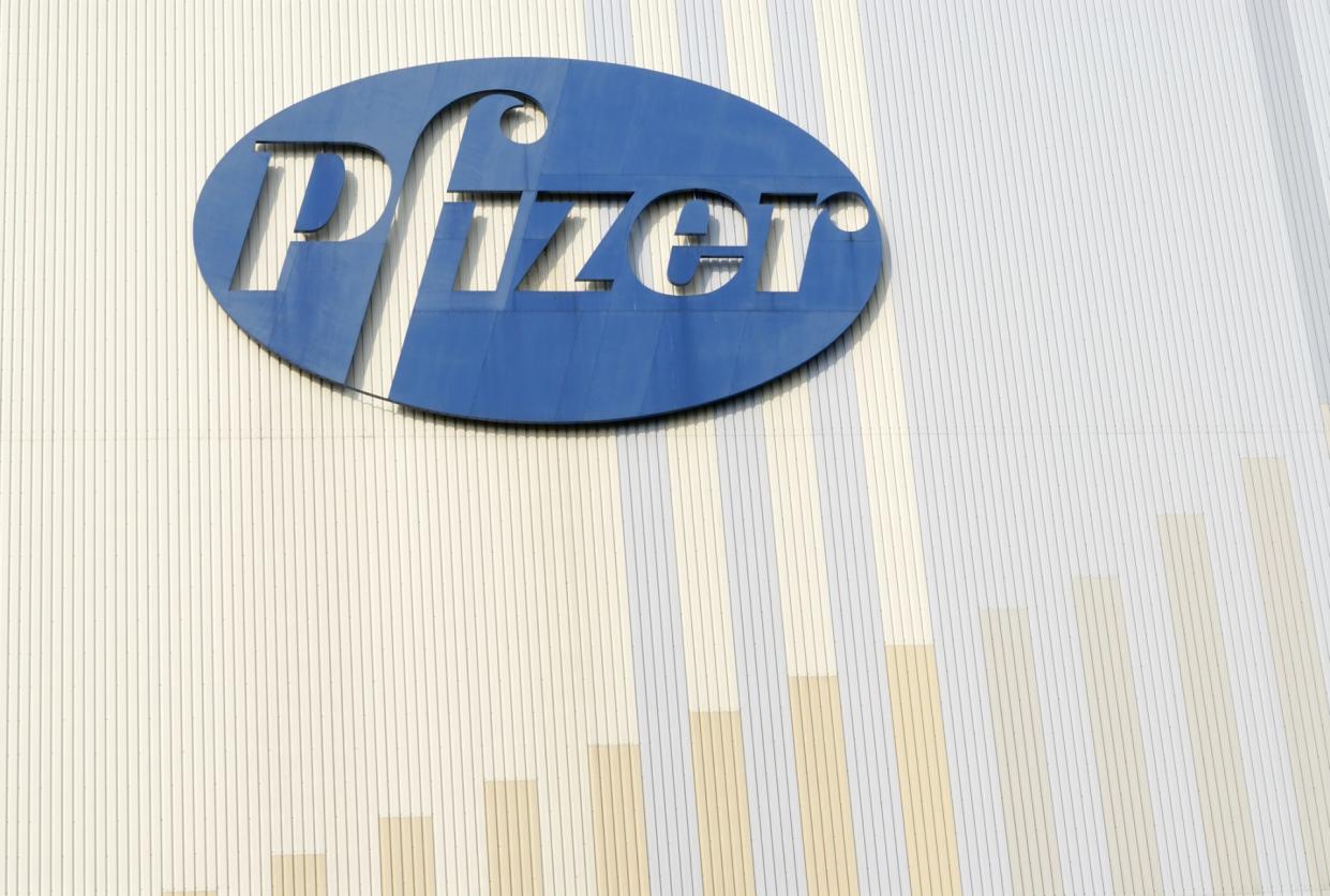 Karlsruhe, Germany - March 5, 2011:  Pfizer logo on a viagra store in Germany.