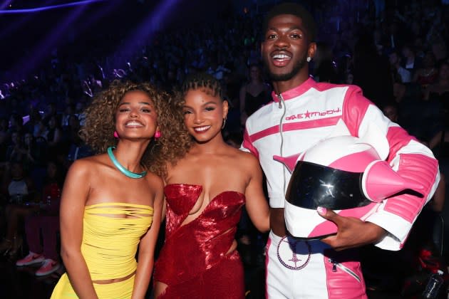 Tyla, Halle Bailey and Lil Nas X at the 2024 MTV Video Music Awards held at UBS Arena on September 11, 2024 in Elmont, New York.  - Credit: Christopher Polk/Billboard