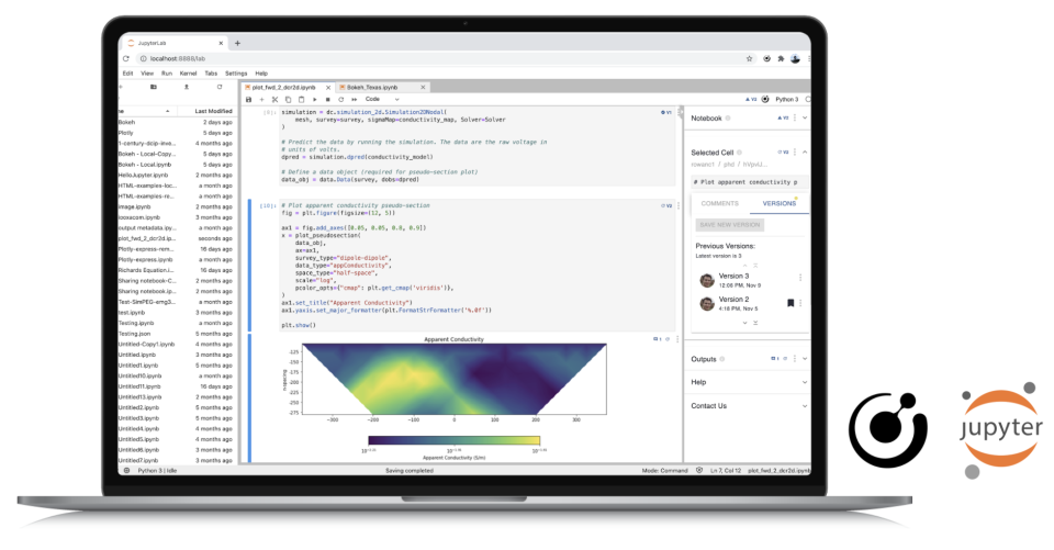 Lab notes in Jupyter on a laptop screen.