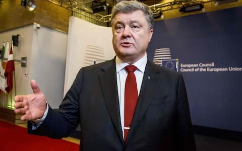 Ukrainian President Petro Poroshenko addresses the media at the end of the EU Eastern Partnership Summit in Brussels on November 24. - Credit: Aurore Belot/AFP/Getty Images