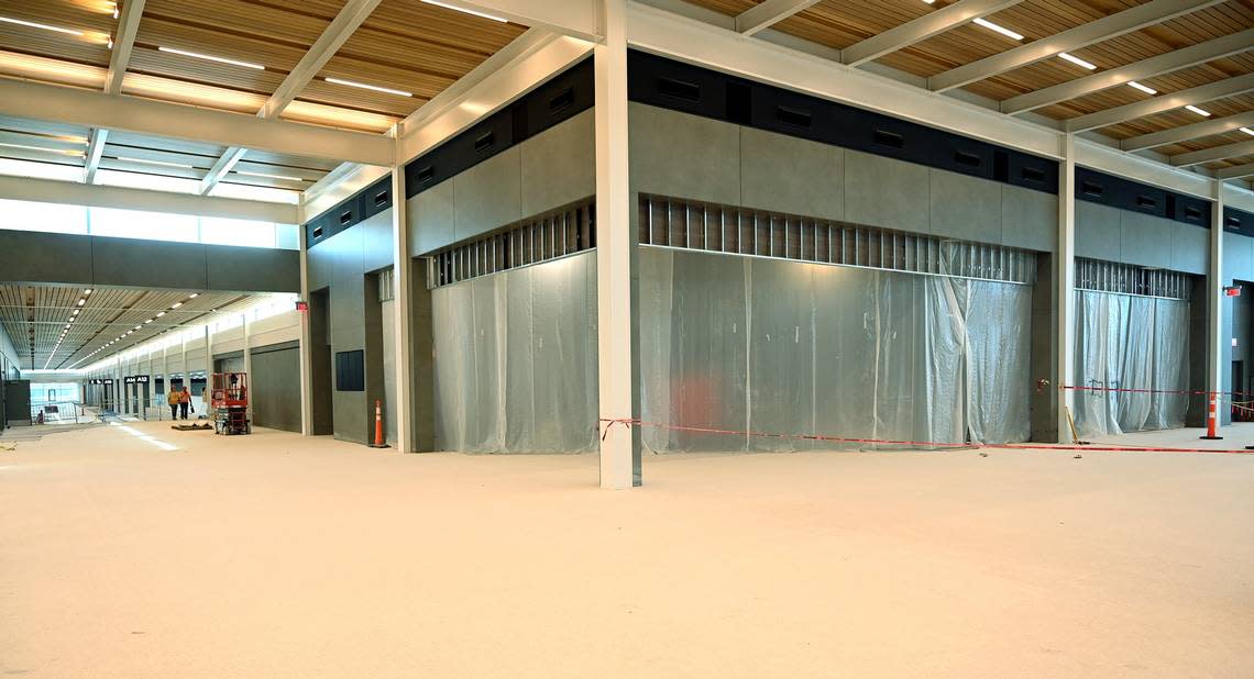 Construction on the new Kansas City International Airport continues and is about 90 percent complete. The airport is slated to open in March of 2023 and feature 39 gates. Above is a portion of the food and dining area.