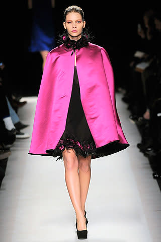 A neon pink silk cape from YSL.