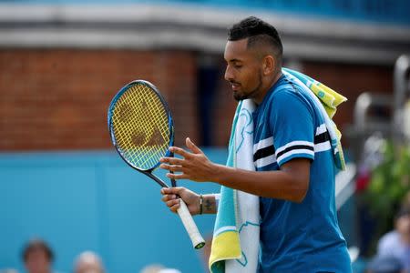 Tennis - ATP 500 - Fever-Tree Championships - The Queen's Club, London, Britain - June 23, 2018 Australia's Nick Kyrgios reacts during his semi final match against Croatia's Marin Cilic Action Images via Reuters/Tony O'Brien