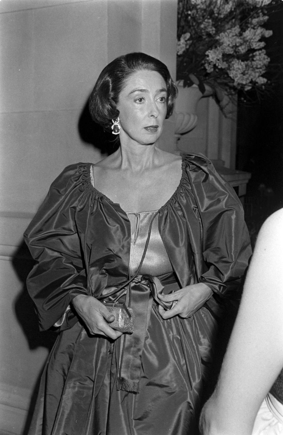 Mica Ertegun attends a party at the Metropolitan Museum of Art in New York City, celebrating the museum's exhibit "Glory of Russian Costume," on December 6, 1976.