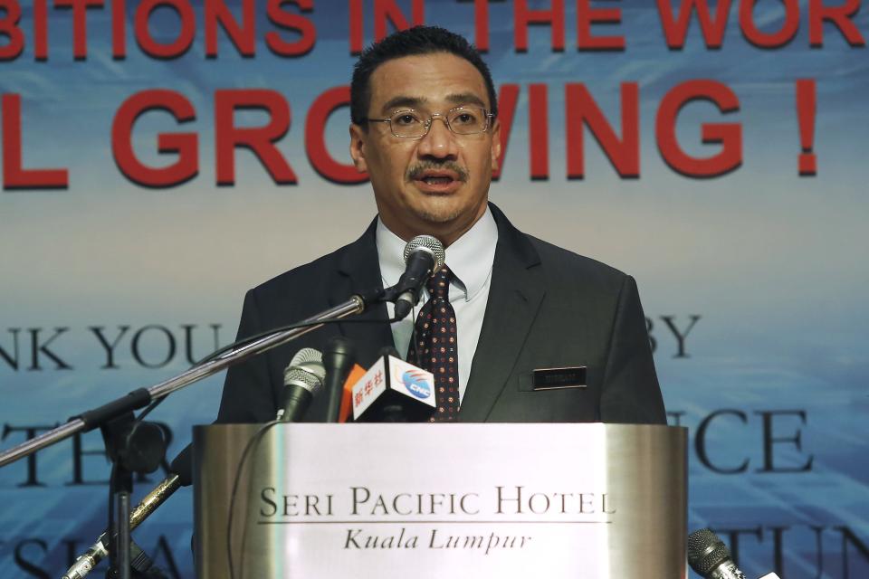 Defence Minister and acting Transport Minister Datuk Seri Hishammuddin Hussein speaks at a news conference inside the hotel near the Putra World Trade Centre (PWTC) in Kuala Lumpur yesterday. Hishammuddin vowed that the search would continue even if there could be a pause to regroup and reconsider the best area to scour. – Reuters pic, April 18, 2014.