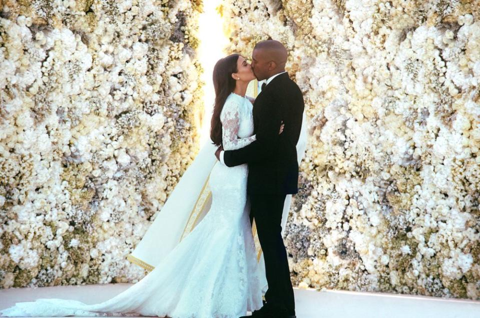 Kanye and Kim Kardashian West on their wedding day