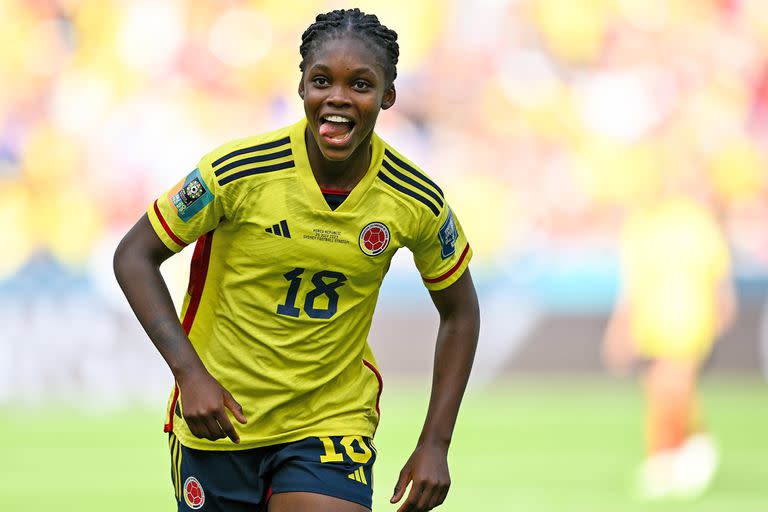 Linda Caicedo festejando el gol que hizo el martes contra Corea del Sur