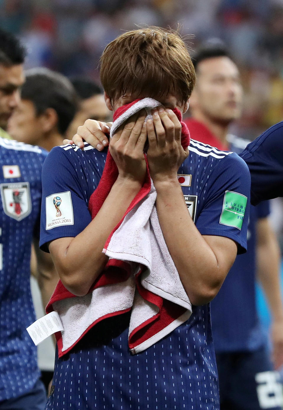 <p>Japan’s Takashi Inui looks dejected after the match REUTERS/Marko Djurica </p>