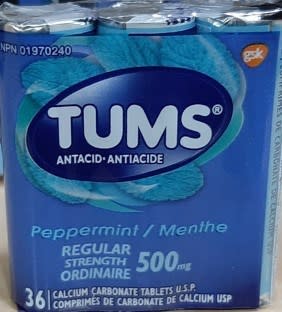 TUMS Peppermint Regular Strength Tablets: Recalled Due to Contamination (CNW Group/Health Canada)