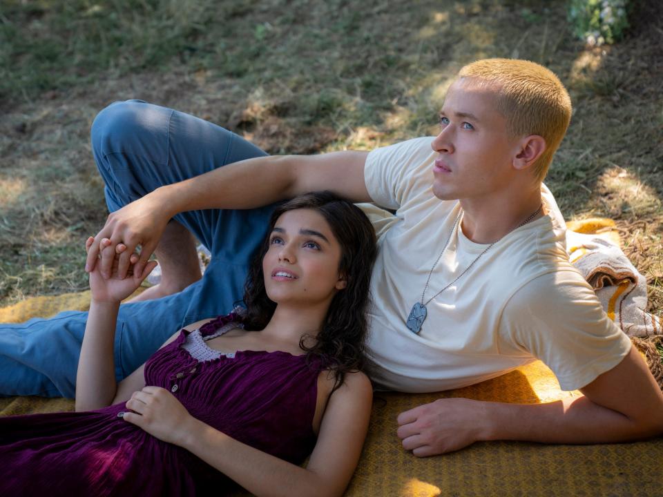 Rachel Zegler and Tom Blyth as Lucy Gray and Coriolanus Snow in "The Hunger Games" prequel.