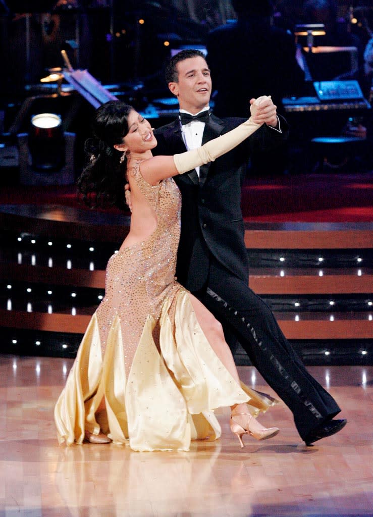 Kristi Yamaguchi and Mark Ballas perform a dance on the sixth season of Dancing with the Stars.