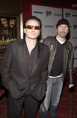 Bono and The Edge at the New York premiere of Miramax's Gangs of New York