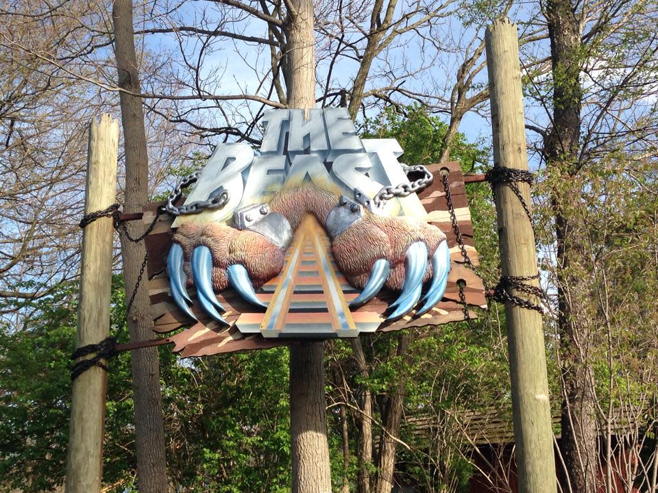 The Beast's logo at Kings Island, which R.L. Stine used on the cover of his book.