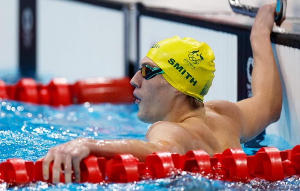 Brendon Smith after winning his heat in the 400m individual medley – he qualified with the fastest time overall.