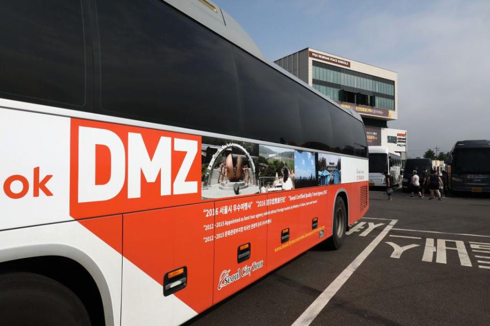 A tour bus at the DMZ