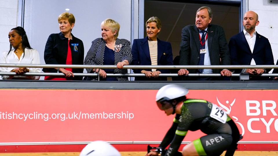 Duchess Sophie watches riders at National Track Championships