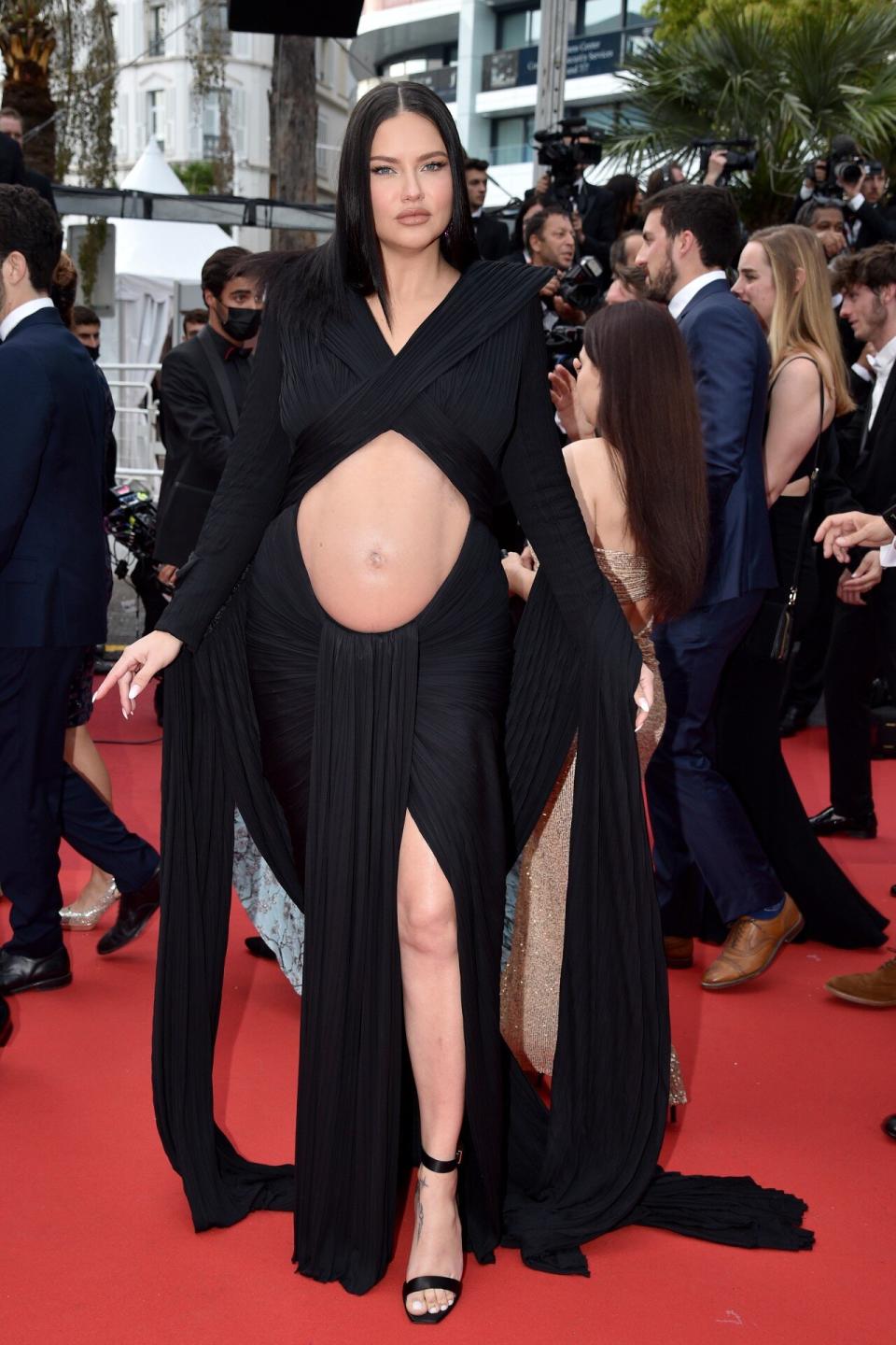 Adriana Lima Black Dress Cutout 2022 Cannes Film Festival Red Carpet