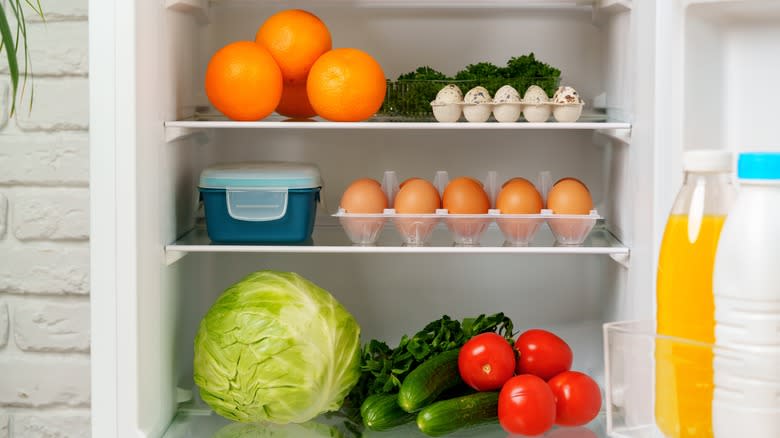 Organized refrigerator with fresh products