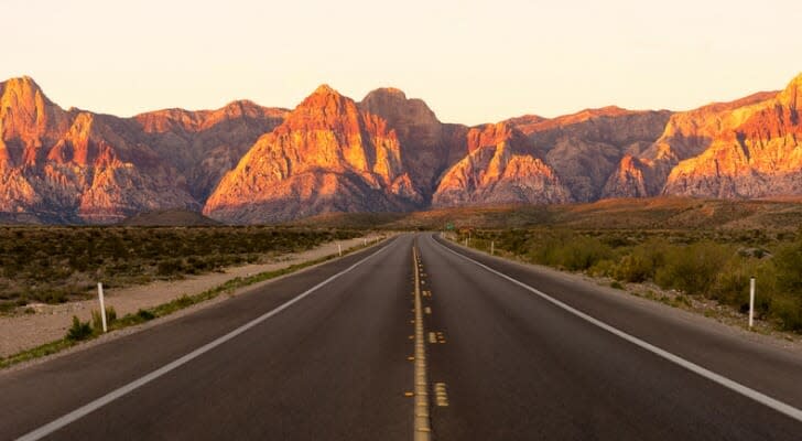 Highway through Nevada's Red Rock Canyon