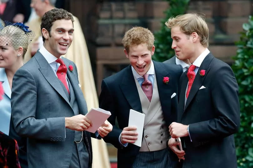 Prince William has enjoyed a lifelong bond with the van Cutsem family (pictured here in 2004 with Prince Harry and Hugh van Cutsem)