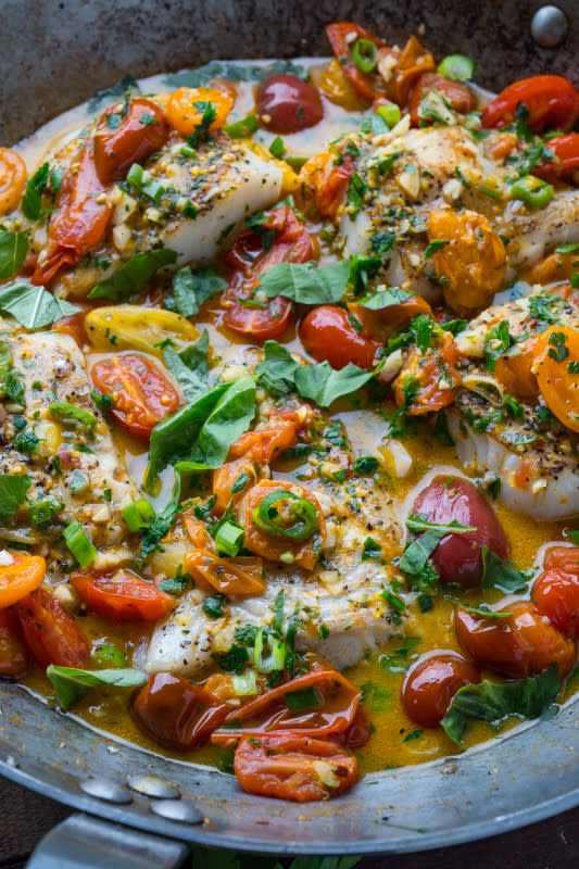 <p>Closet Cooking</p><p>A quick and easy, light and healthy cod in a tomato, lemon, butter and garlic sauce with plenty of fresh herbs.</p><p><strong>Get the recipe: <a href="https://www.closetcooking.com/cod-in-a-tomato-lemon-butter-sauce/" rel="nofollow noopener" target="_blank" data-ylk="slk:Cod in a Tomato Lemon Butter Sauce;elm:context_link;itc:0;sec:content-canvas" class="link rapid-noclick-resp"><em>Cod in a Tomato Lemon Butter Sauce</em></a></strong></p>