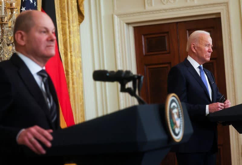 FILE PHOTO: U.S. President Biden holds joint news conference with Germany's Chancellor Scholz in Washington