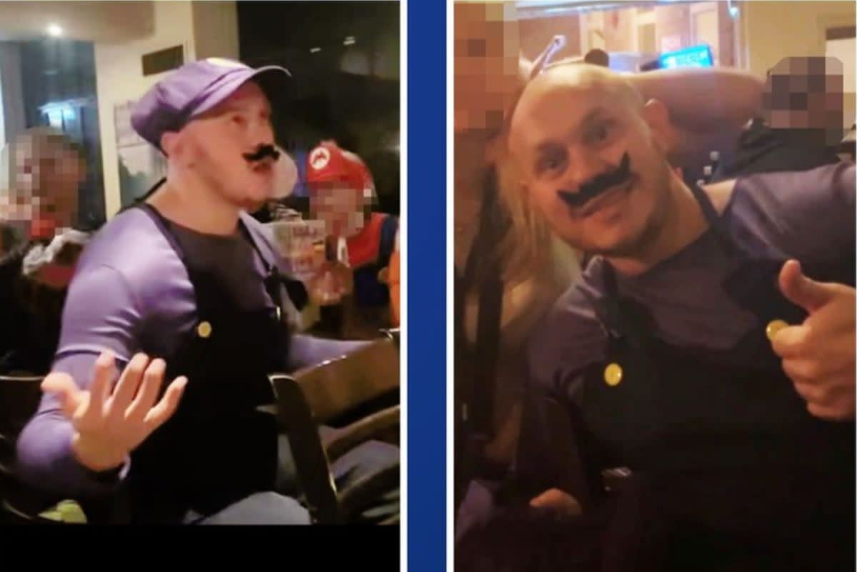 Police want to speak to the bald man who was dressed as the Super Mario villain (Nottinghamshire Police)