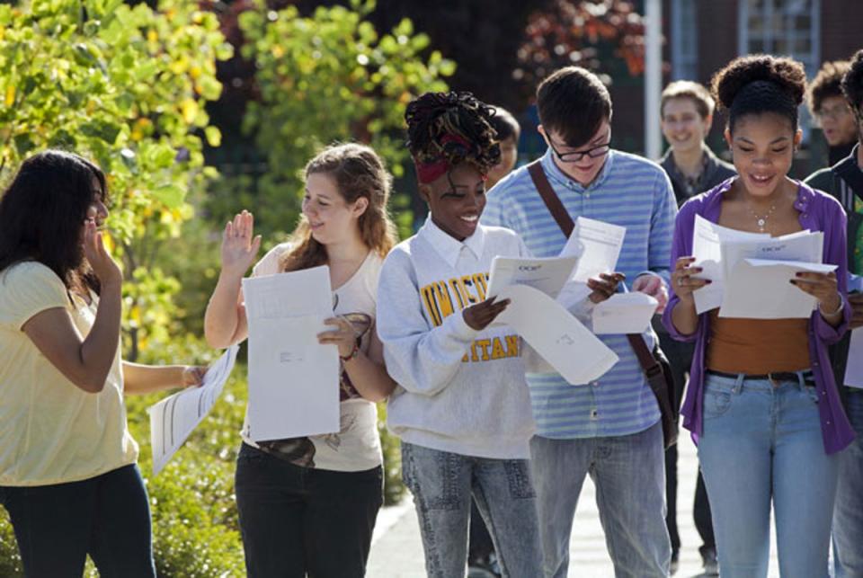 Students at the Harris Academy receive their GCSE results  (Alex Lentati)