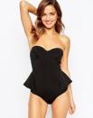 <p>A peplum style swimsuit is always going to look classic and flattering. <i><a href="http://www.asos.com/asos/asos-scuba-peplum-swimsuit/prod/pgeproduct.aspx?iid=5878395&clr=Black&SearchQuery=SWIMSUIT&pgesize=36&pge=4&totalstyles=747&gridsize=3&gridrow=1&gridcolumn=1" rel="nofollow noopener" target="_blank" data-ylk="slk:[ASOS, £35];elm:context_link;itc:0;sec:content-canvas" class="link ">[ASOS, £35]</a></i></p>