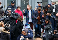 <p>Selena Gomez, Martin Short and Steve Martin film a scene for <em>Only Murders in the Building</em> season 2 in N.Y.C. on Dec. 8.</p>