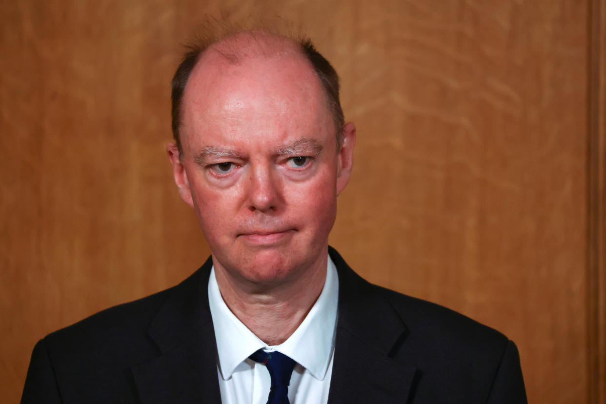 Britain's Chief Medical Officer Professor Chris Whitty attends a news conference at 10 Downing Street, amid the coronavirus disease (COVID-19) outbreak, in London, Britain December 10, 2020. REUTERS/Simon Dawson/Pool