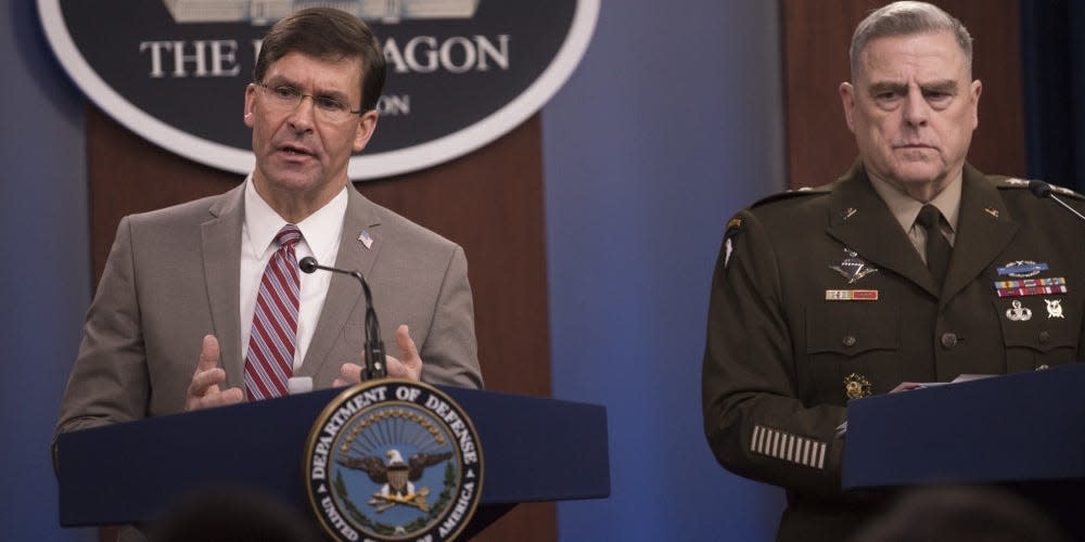 Secretary of Defense Dr. Mark T. Esper and Chairman of the Joint Chiefs of Staff Army Gen. Mark A. Milley