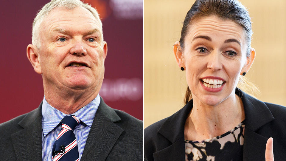 Greg Clarke and Jacinda Ardern, pictured here before the Women's World Cup vote.