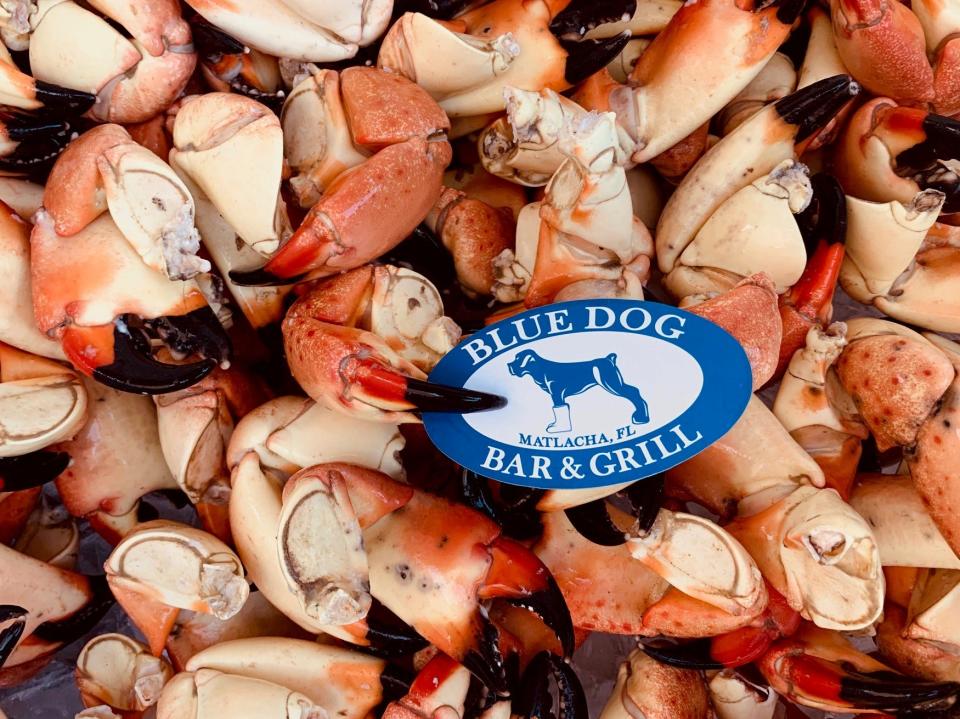 Blue Dog offers locally caught stone crab claws during season.