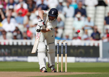 Cricket - England vs West Indies - First Test - Birmingham, Britain - August 17, 2017 England's Mark Stoneman is bowled by West Indies Kemar Roach Action Images via Reuters/Paul Childs