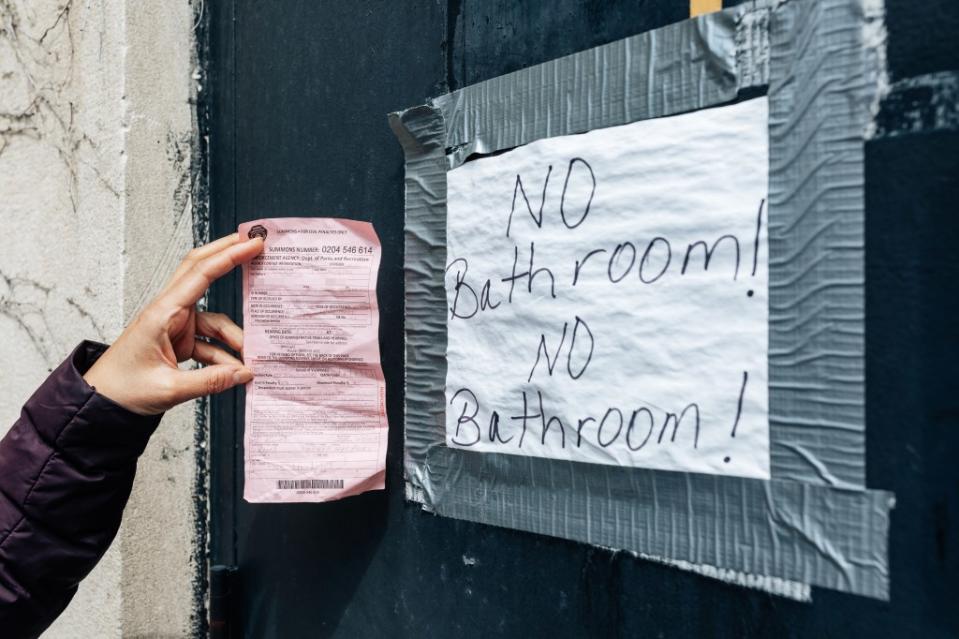 Sasaki told The Post she had no choice but to let her 4-year-old urinate outside when the nearest public bathroom, pictured here, was closed. Emmy Park for NY Post