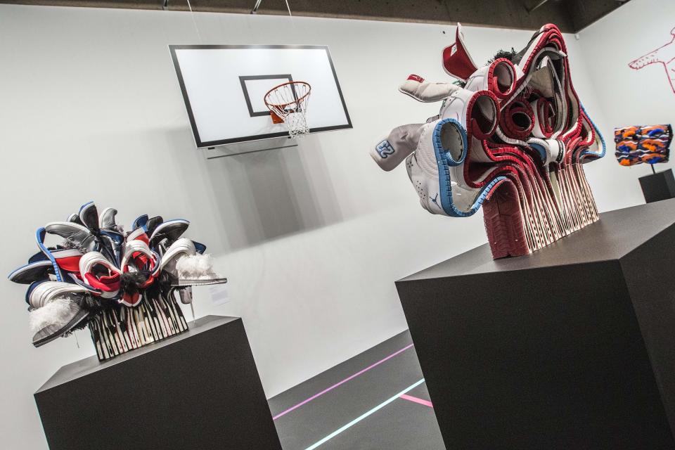 Brian Jungen's artwork at his summer exhibition at the Art Gallery of Ontario. (Photo: Andrew Francis Wallace via Getty Images)