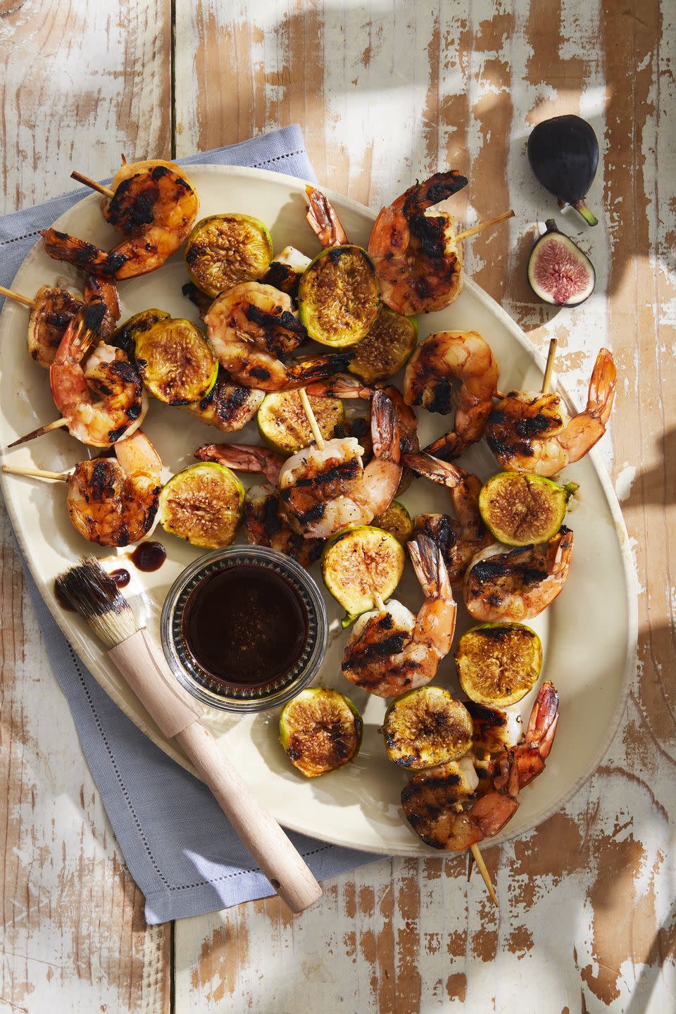 glazed shrimpand fig skewers