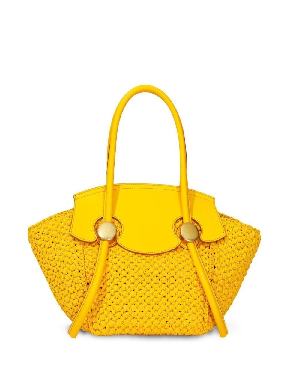 Pipe raffia tote bag