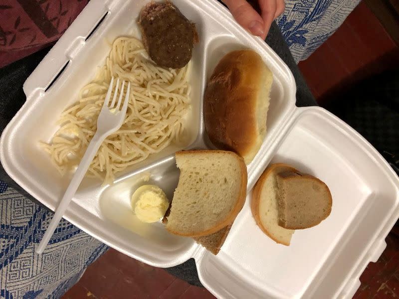 Provide food is pictured at quarantine location upon arrival from Wuhan in the town of Novi Sanzhary