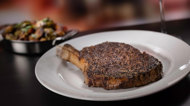 steak on white plate