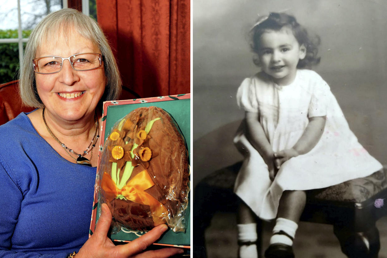 Hillion Fern and her old easter egg (L) & aged 18 months (R). (SWNS)