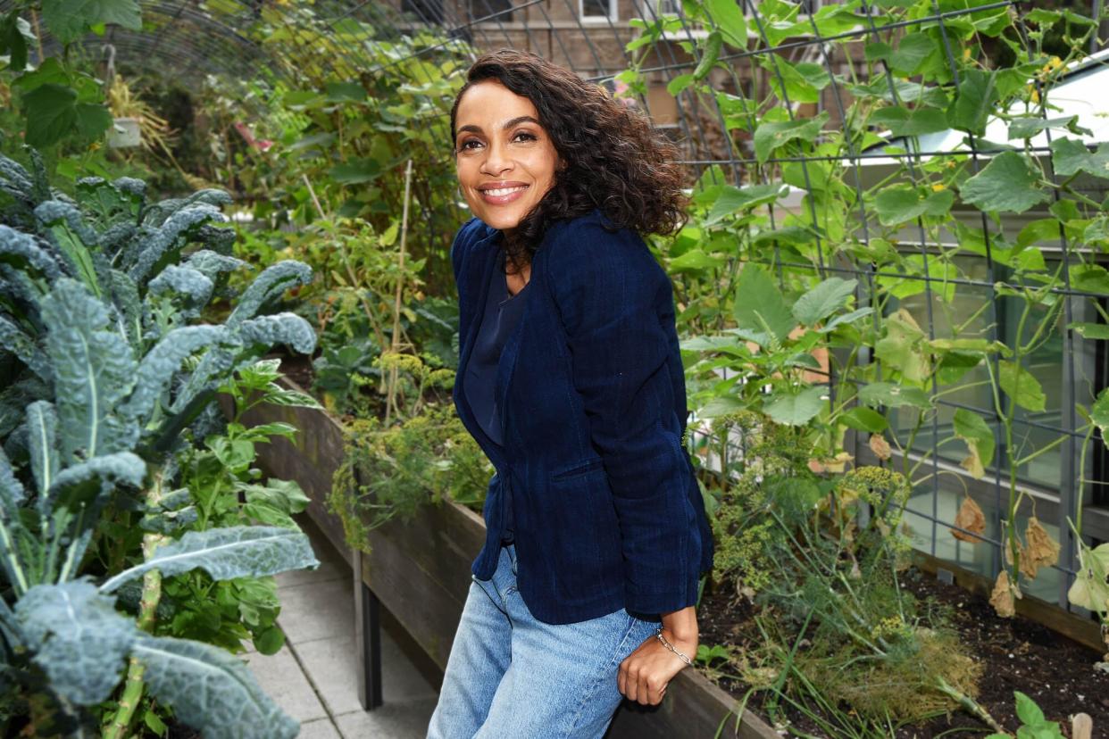 A portrait of Rosario Dawson at The Lower Eastside Girls Club New York